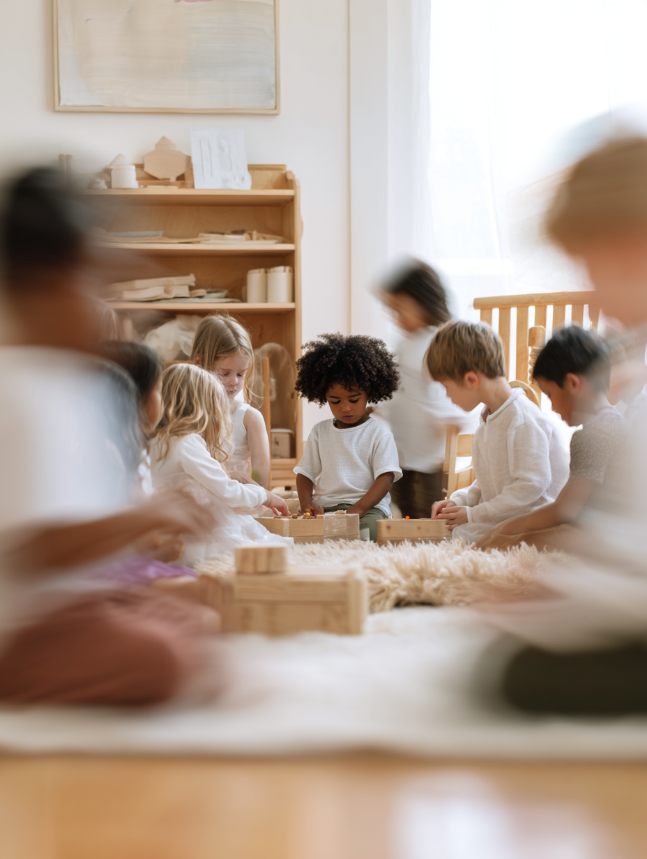 An Early Years Setting showing various children working together.