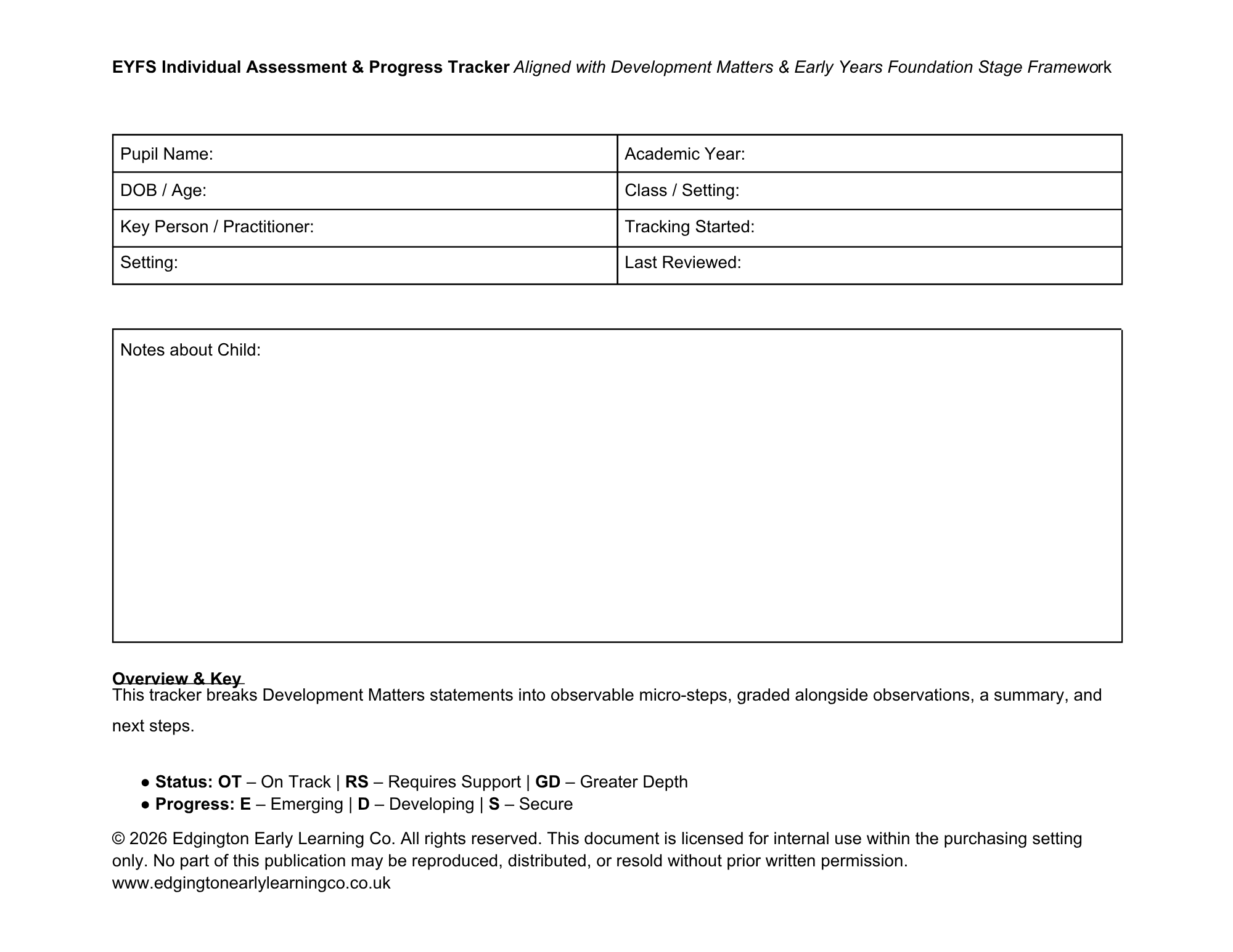 Free EYFS Birth to 3 Developmental Tracker & Breakdown (7 Areas of Lea ...