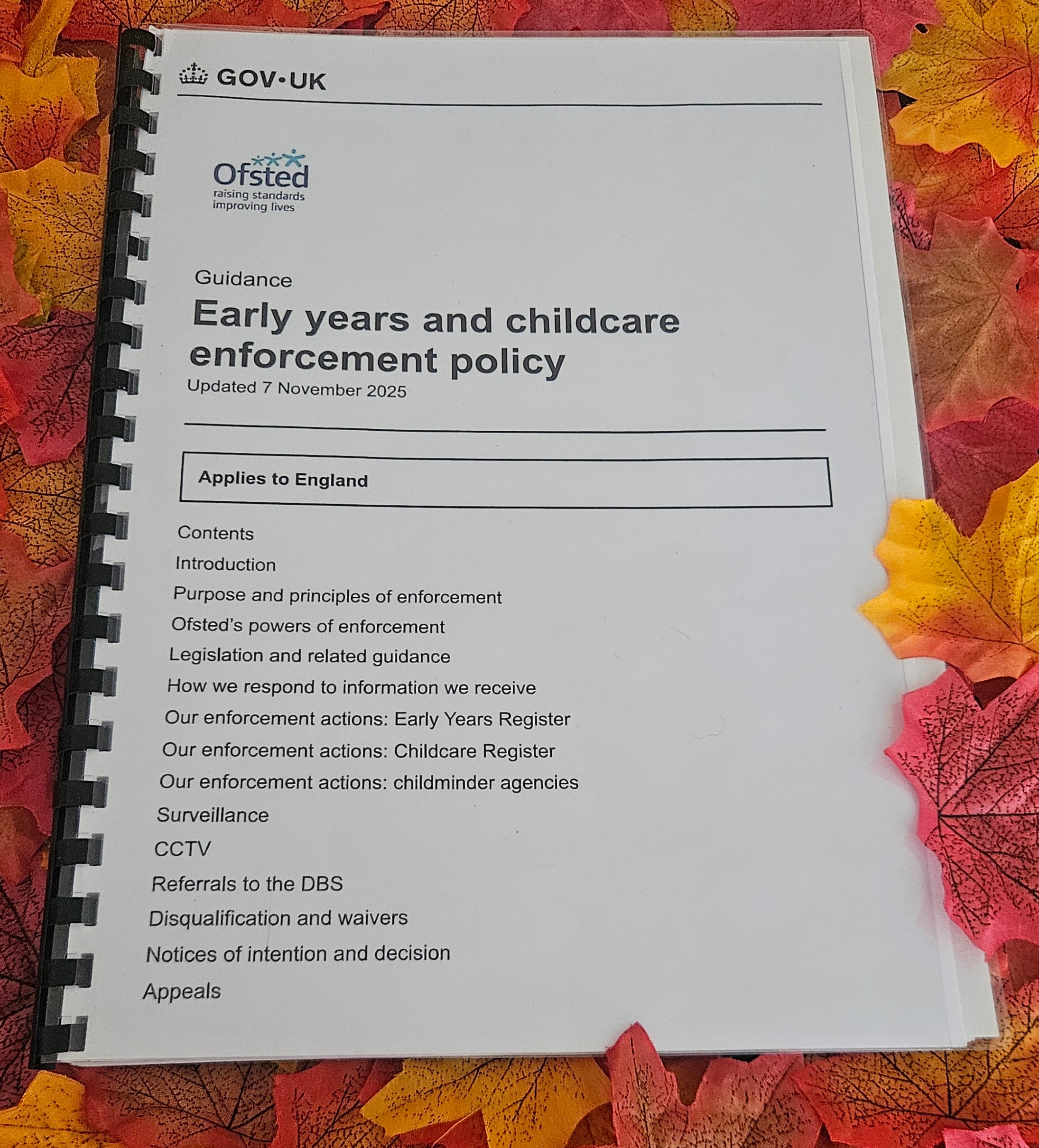 Printed Early Years &amp; Childcare Ofsted Enforcement Policy | Bound Edition with Free UK Shipping