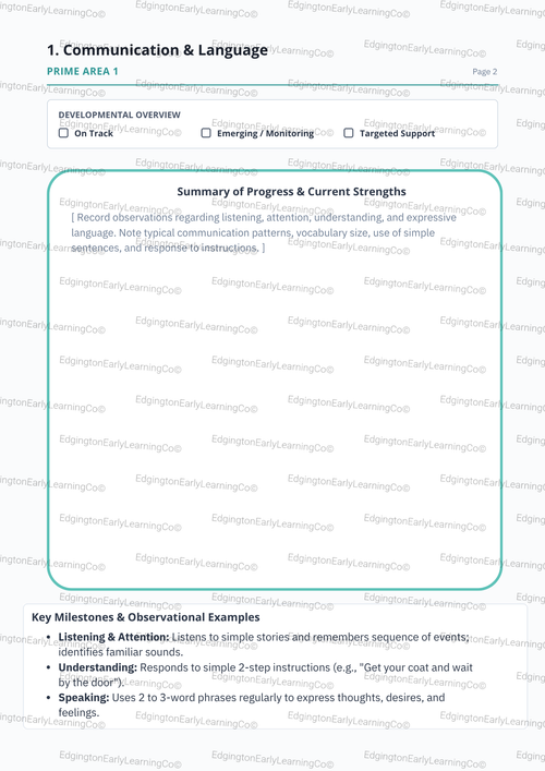 EYFS 2 Year Progress Check Template Digital Download