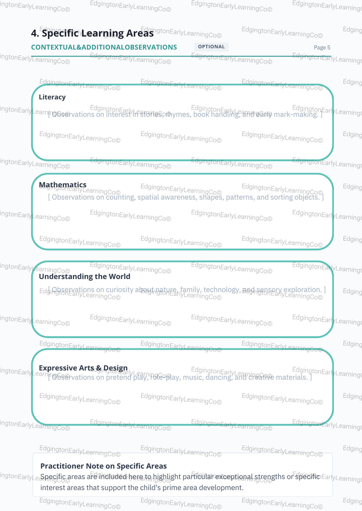 EYFS 2 Year Progress Check Template Digital Download