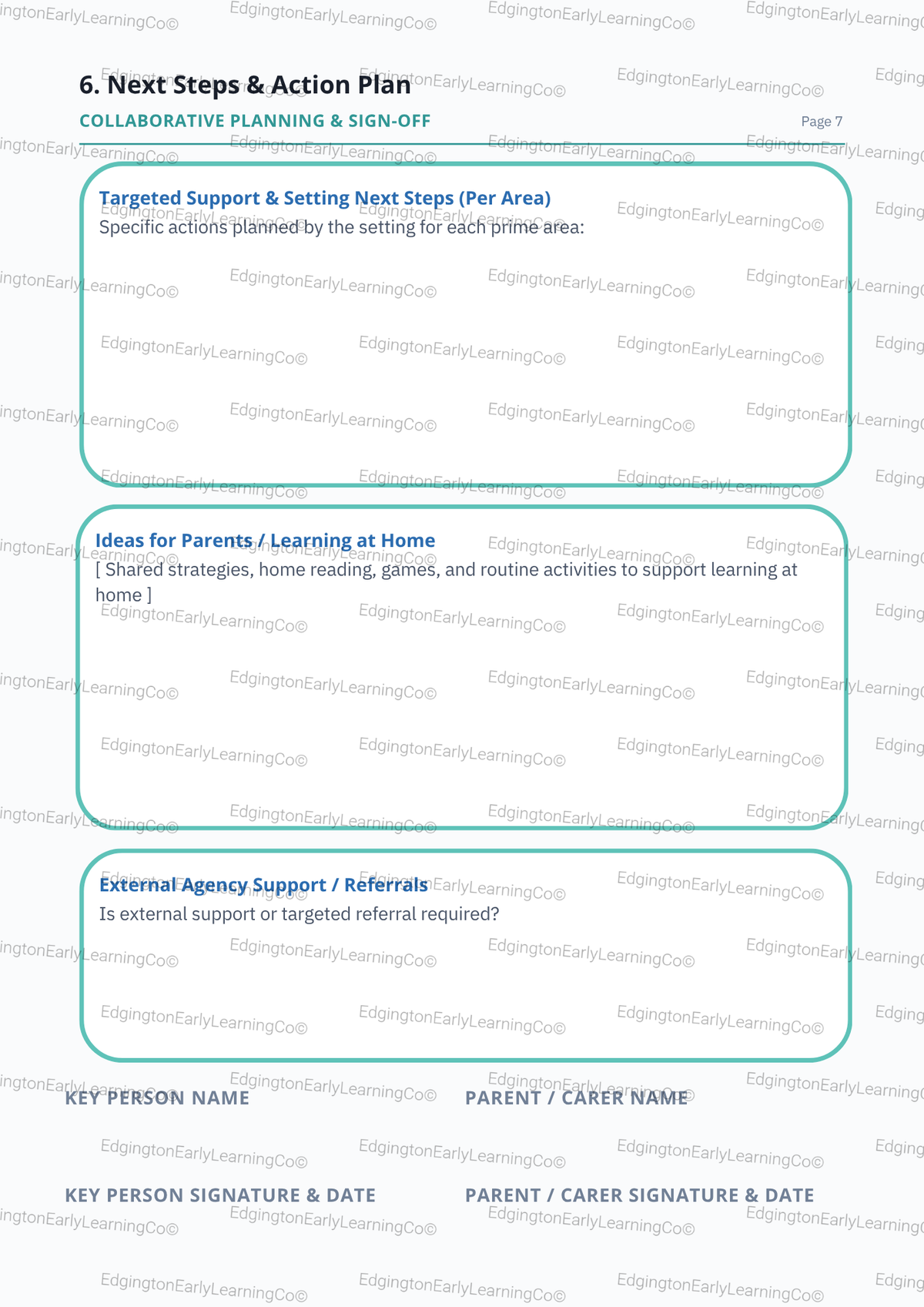EYFS 2 Year Progress Check Template Digital Download