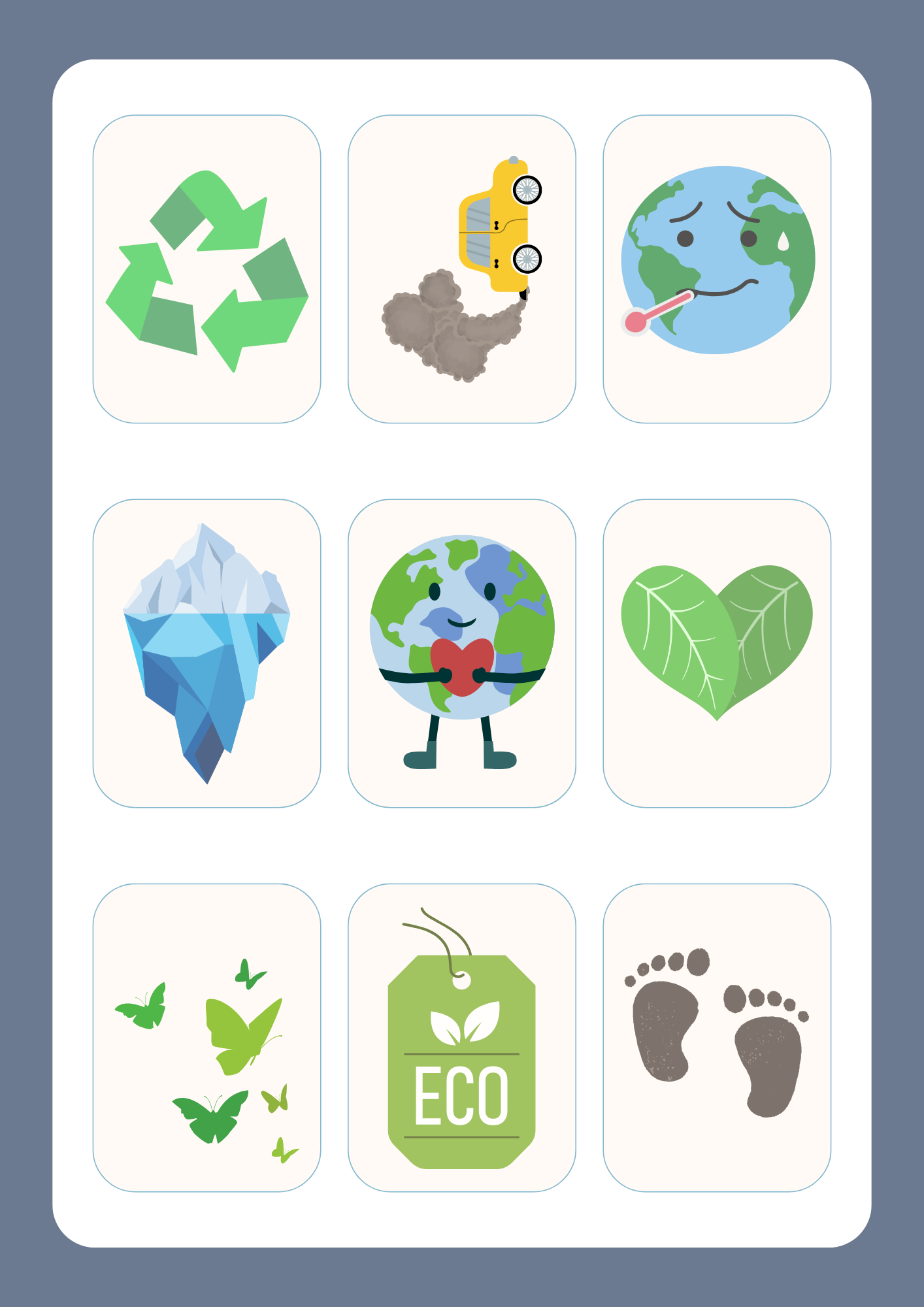 Set of environmental icons on a white background
