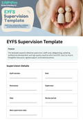 EYFS Supervision template front page, showing Edgington Early Learning Co banner, with a table to enter staff details.